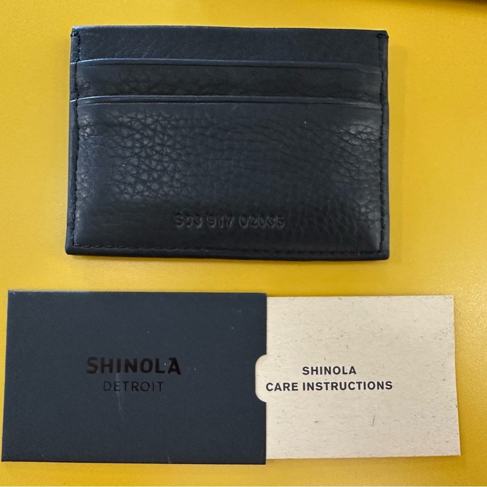 Shinola Black Leather Card Holder - 5 Pocket